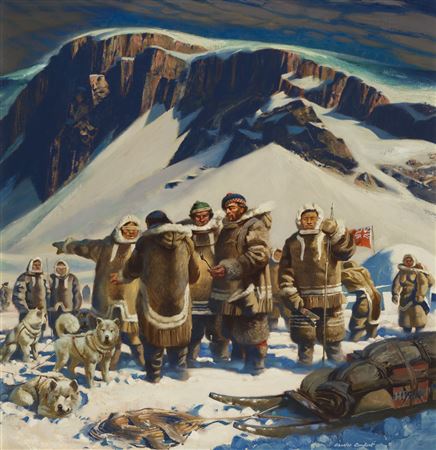 Dr. John Rae Meets with Eskimos (Franklin Expedition) by Charles Comfort - Auction record, sale price, and art valuation. Compare with similar artists and explore comparable artworks.