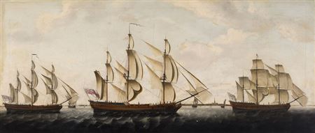 Sample artwork by Francis Holman (1729 - 1784), known for marine painting, ship yards, ship portraits, naval battle scenes - View similar artists and auction records