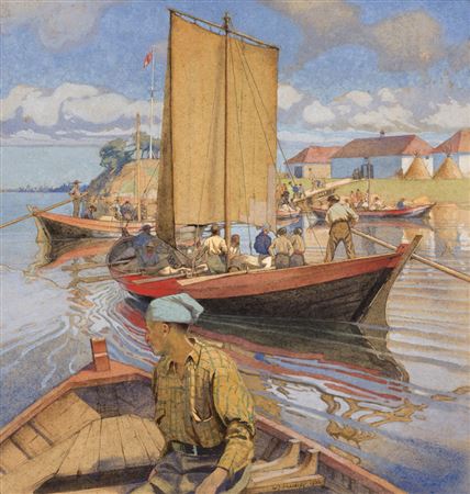 Hudson’s Bay Company York Boats at Norway House by Walter Joseph Phillips - Auction record, sale price, and art valuation. Compare with similar artists and explore comparable artworks.