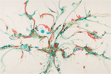 Sample artwork by Alex Simeon Janvier (Born 1935), known for symbolic indian culture painting - View similar artists and auction records