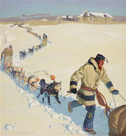 Last Dog Train Leaving Lower Fort Garry, 1909
