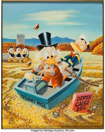 Carl Barks "Money Lake" Painting Original Art (1971)