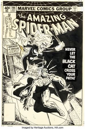 Al Milgrom The Amazing Spider-Man #194 Cover Black Cat First Appearance Original Art (Marvel, 1979)