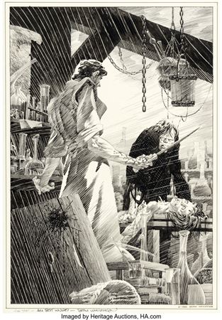 Bernie Wrightson Mary Wollstonecraft Shelley's Frankenstein Portfolio Plate One Illustration Original Art (Les Editions du Triton, 1980)
