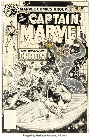 Pat Broderick and Joe Rubinstein Captain Marvel #61 Cover Original Art (Marvel, 1979)