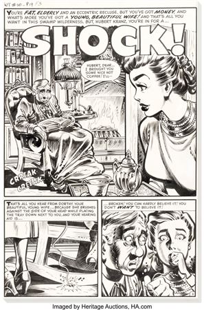 Howard Nostrand Witches Tales #20 Complete 5-Page Story "Shock!" Original Art (Harvey, 1953)