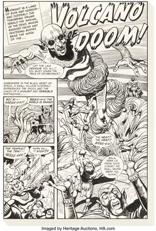 Rudy Palais Tomb of Terror #6 Complete 6-Page Story "Volcano of Doom" Original Art (Harvey, 1952)