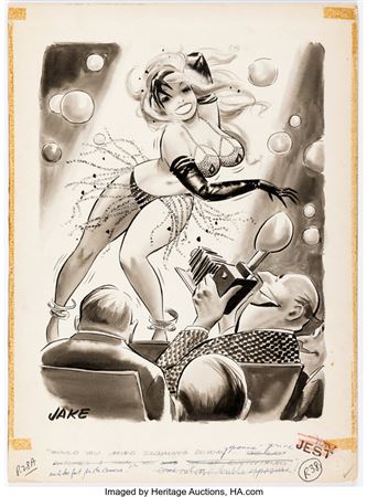 Jack Cole (as Jake) Stare December-1957 Single Panel Gag Cartoon Illustration Original Art (Humorama, 1957).