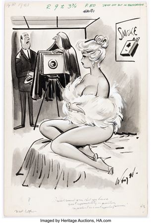 Bill Wenzel Comedy November-1961 Single Panel Gag Cartoon Illustration Original Art (Humorama, 1961)