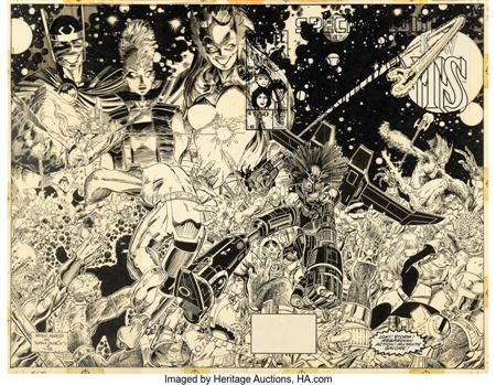 Sample artwork by Arthur (Art) Adams (Born 1963), known for superhero comic illustration, penciller, inker - View similar artists and auction records