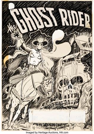 Dick Ayers The Ghost Rider #8 (A-1 Comic #57)Cover Original Art (Magazine Enterprises, 1952). by Dick (Richard Bache) Ayers - Auction record, sale price, and art valuation. Compare with similar artists and explore comparable artworks.