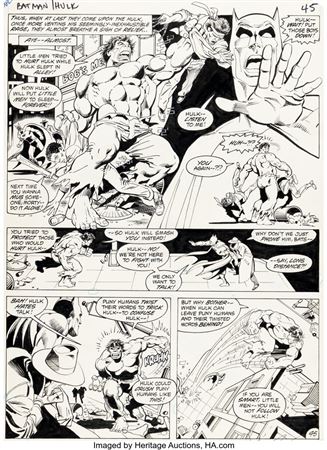 José Luis García-Lopez and Dick Giordano DC Special Series #27 Batman vs. the Incredible Hulk Story Page 45 Original Art (DC/Marvel, 1981) by Jose Luis Garcia-Lopez - Auction record, sale price, and art valuation. Compare with similar artists and explore comparable artworks.