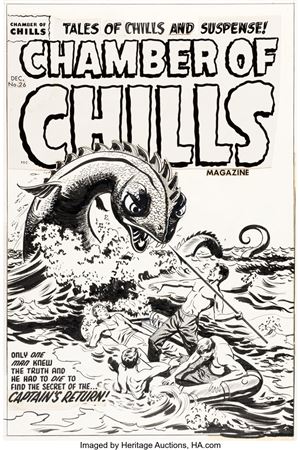 Al Avison Chamber of Chills Magazine #26 Cover Original Art (Harvey, 1954)