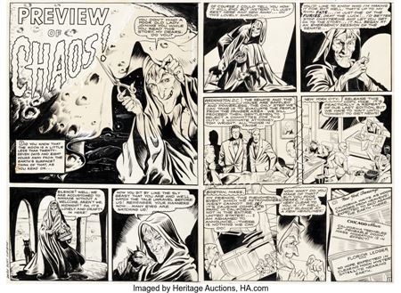 Matt Baker Journey into Fear #1 "Preview of Chaos!" Story Pages 1-2 Original Art (Superior, 1951)