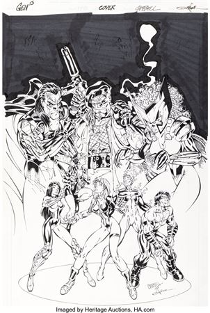 J. Scott Campbell and Alex Garner Gen 13 Blacklist Trade Paperback Cover Original Art (Image, 1997)