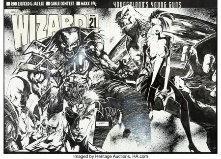 Jae Lee Wizard: The Comics Magazine #21 Youngblood Cover Original Art (Wizard, 1993)