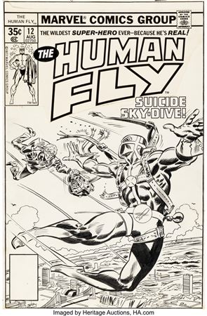 Frank Robbins and Frank Springer The Human Fly #12 Cover Original Art (Marvel, 1978)