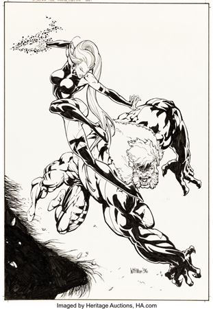 Bart Sears (as Whitman) Wizard: The Comics Magazine #61 Psylocke vs. Sabretooth Unused Cover Original Art (Wizard, 1996).