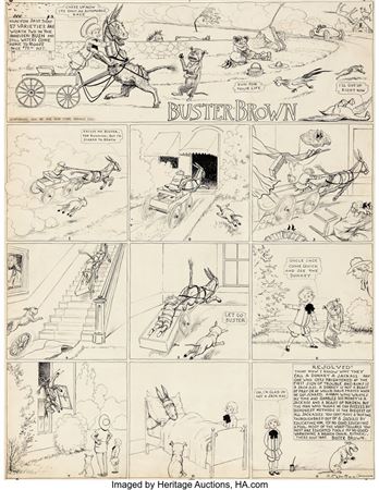 Richard F. Outcault Buster Brown Sunday Comic Strip Original Art (New York Herald, 1905)
