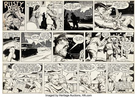 Frank Godwin Rusty Riley Sunday Comic Strip Original Art dated 8-7-55 (King Features Syndicate, 1955)