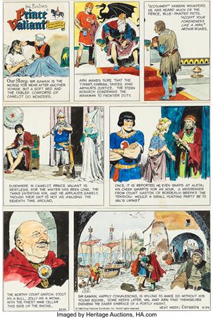 John Cullen Murphy Prince Valiant #2246 Sunday Comic Strip Original Art dated 2-24-80 (King Features Syndicate, 1980)
