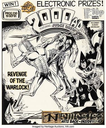 Kevin O’Neill 2000 AD Prog #230 Nemesis The Warlock Cover Original Art (IPC, 1981) by Kevin O'Neill - Auction record, sale price, and art valuation. Compare with similar artists and explore comparable artworks.