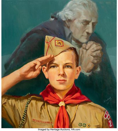 Boy Scout Saluting by Lawrence Lazear Wilbur - Auction record, sale price, and art valuation. Compare with similar artists and explore comparable artworks.