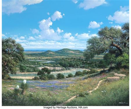 Sample artwork by George Kovach (Born 1942), known for cowboy genre, landscape with animal painting - View similar artists and auction records