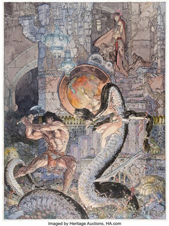 "In The Twinkling Of An Eye" Conan Painting Original Art (1977)