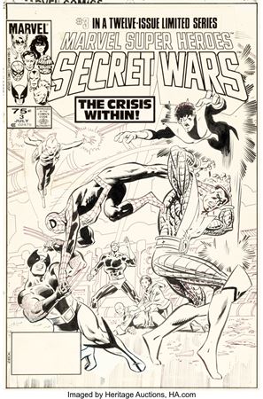 Marvel Super-Heroes Secret Wars #3 Spider-Man vs. X-Men Cover Original Art (Marvel, 1984) by Mike Zeck - Auction record, sale price, and art valuation. Compare with similar artists and explore comparable artworks.