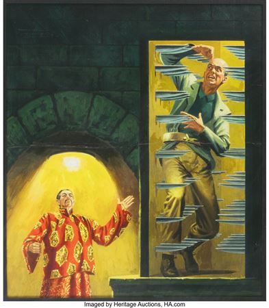 Famous Monsters of Filmland #65 Boris Karloff as Fu Manchu Cover Painting Original Art (Warren, 1970)
