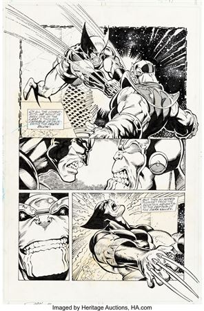 The Infinity Gauntlet #4 Thanos vs. Wolverine Story Page 17 Original Art (Marvel, 1991) by Ronald "Ron" Lim - Auction record, sale price, and art valuation. Compare with similar artists and explore comparable artworks.