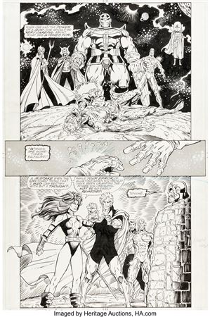 The Infinity Gauntlet #6 Story Page 8 Thanos, Adam Warlock, and Doctor Strange Original Art (Marvel, 1991)