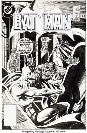 Batman #398 Catwoman and Two-Face Cover Original Art (DC, 1986)