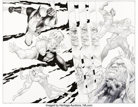 Death of Wolverine #2 Wolverine vs. Sabretooth Double Page Spread 14-15 Original Art (Marvel, 2014)