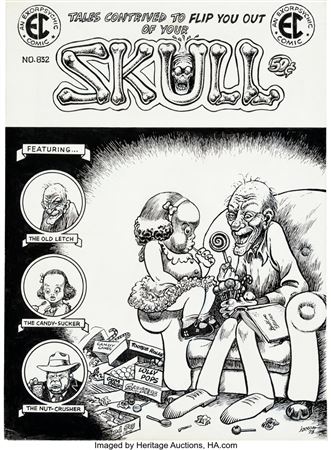 Nickel Library #44 "Skull #832" Cover Original Art (San Francisco Comic Book Co., 1973)