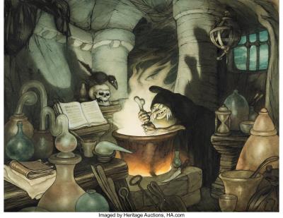 Snow White and the Seven Dwarfs Old Hag by Gustaf Tenggren - Auction record, sale price, and art valuation. Compare with similar artists and explore comparable artworks.