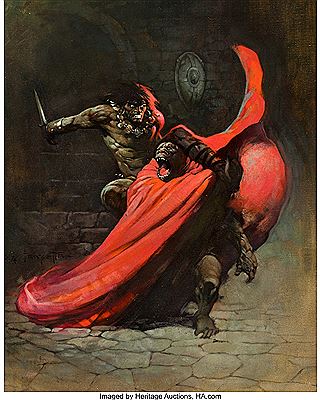Sample artwork by Frank Frazetta (1928 - 2010), known for fantasy paperback illustration, cartoons, comics - View similar artists and auction records