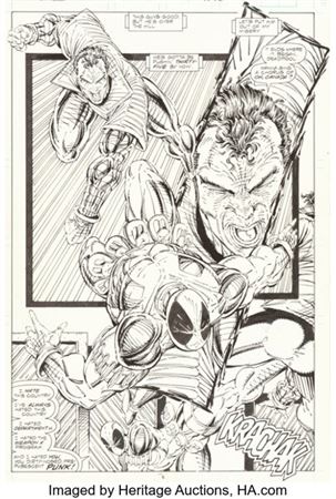 Rob Liefeld X-Force #2 Deadpool Second Appearance Issue Story Page 5 Original Art (Marvel, 1991)
