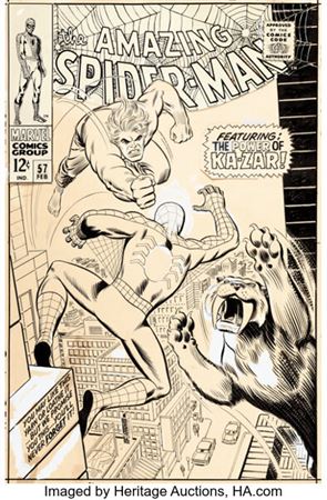 John Romita Sr. The Amazing Spider-Man #57 Ka-Zar Cover Original Art (Marvel, 1968)