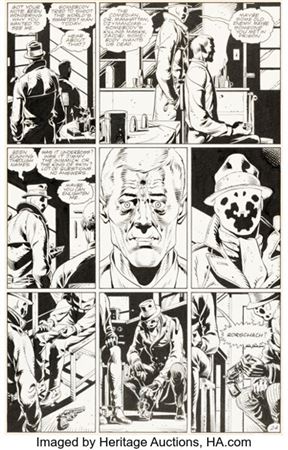 Dave Gibbons and John Higgins Watchmen #5 Story Page 24 Original Art with Matching Production Color Guide (DC, 1987) by Dave Gibbons - Auction record, sale price, and art valuation. Compare with similar artists and explore comparable artworks.