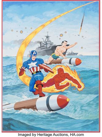Alex Schomburg Overstreet Comic Book Price Guide #21 The Invaders Cover Original Art (Overstreet, 1991)