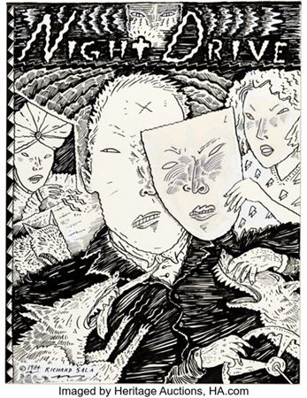 Richard Sala Night Drive Front Cover Original Art (1984)