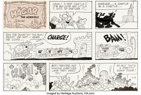 Dik Browne Hägar the Horrible Sunday Comic Strip Original Art dated 4-28-74 (King Features Syndicate, 1974)