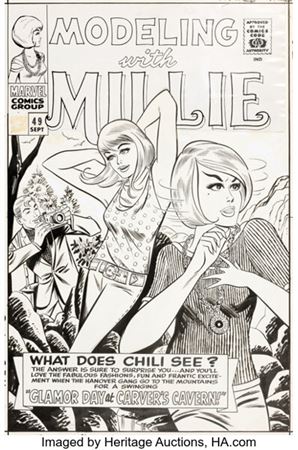 Stan Goldberg and Frank Giacoia Modeling with Millie #49 Cover Original Art (Marvel, 1966)