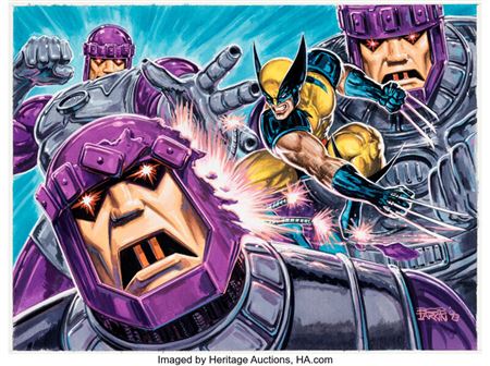 Bob Larkin Fleer Ultra X-Men '94 X-Men's Greatest Battles #4 "Wolverine vs. Sentinels" Trading Card Original Art (Marvel/Fleer, 1994) by Bob Larkin - Auction record, sale price, and art valuation. Compare with similar artists and explore comparable artworks.