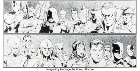 Carlos Pacheco and Jesús Meriño JLA / JSA: Virtue and Vice Graphic Novel Wraparound Cover Original Art (DC, 2002)