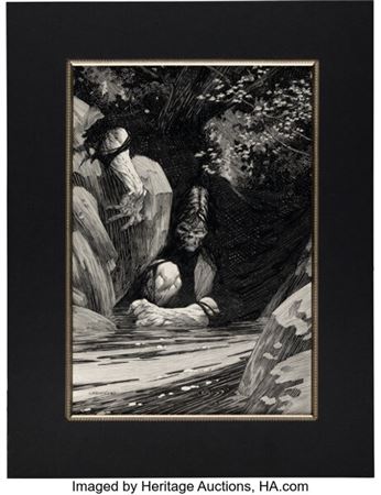 Sample artwork by Bernie Albert (Berni) Wrightson (1948 - 2017), known for horror illustration comic book art - View similar artists and auction records