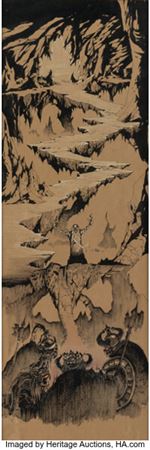Wizards Blackwolf and Minions 30.5" Vertical Pan Production Drawing Original Art by Mike Ploog (Ralph Bakshi, 1977) by Ralph Bakshi - Auction record, sale price, and art valuation. Compare with similar artists and explore comparable artworks.