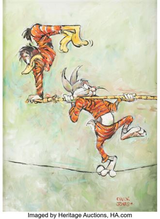 Chuck Jones "Acrobats" Bugs Bunny and Daffy Duck Original One-Of-A-Kind Oil Painting (Warner Brothers, c. 1995) by Chuck Jones - Auction record, sale price, and art valuation. Compare with similar artists and explore comparable artworks.
